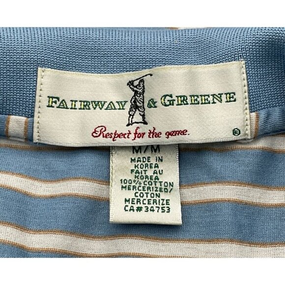 Fairway & Greene Mens Short Sleeve Striped Golf Polo Shirt M Mercerized Cotton - Picture 4 of 8